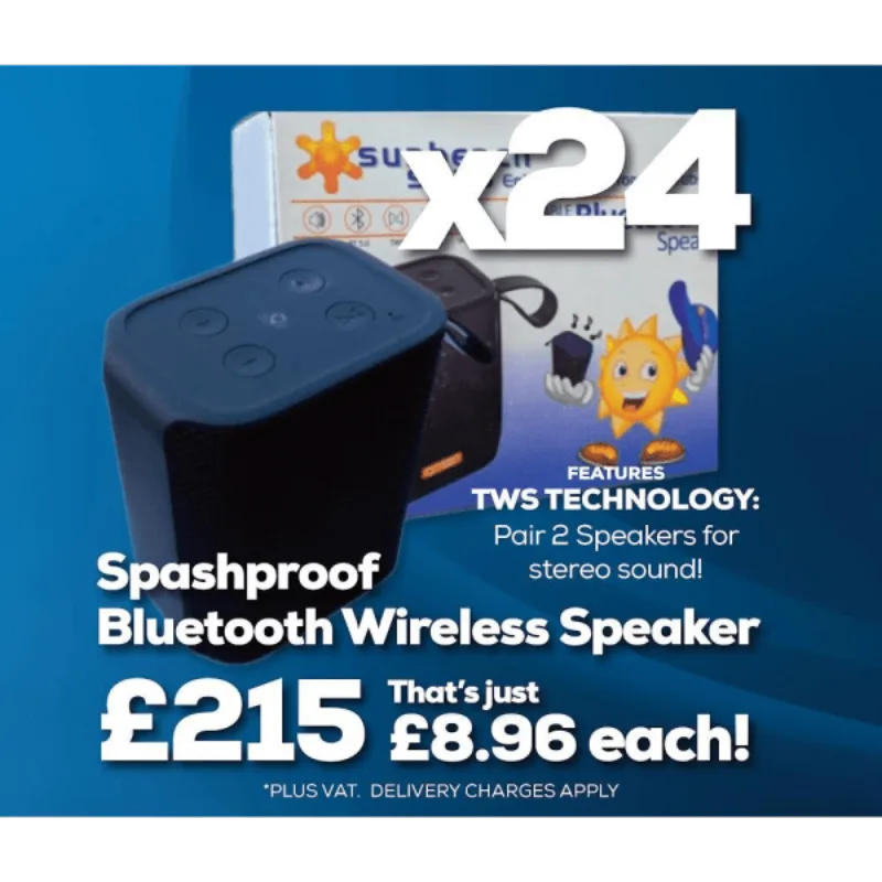 Splash Proof Wireless Bluetooth Speaker (Black)