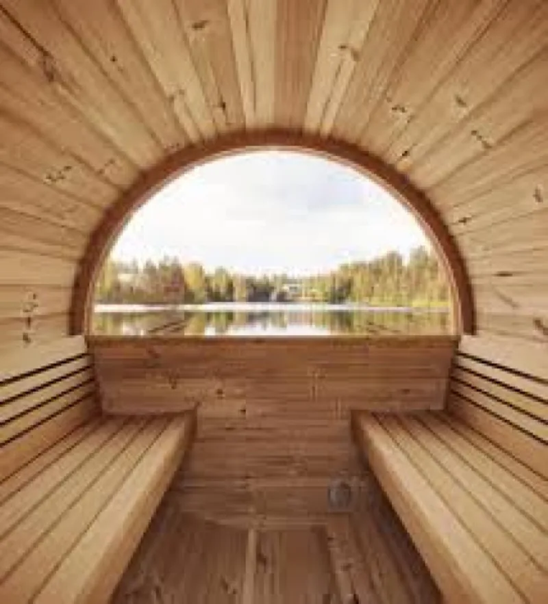 Half Rear Glass Barrel Sauna | Upgade