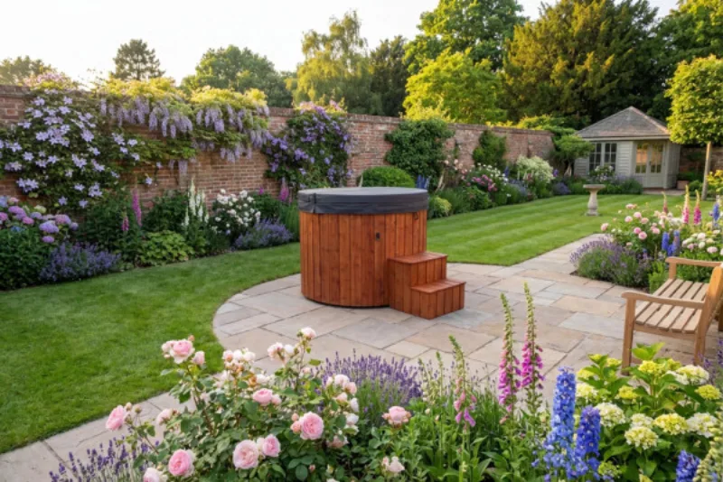 Solo Ice Bath Grey Shell - Red Wood (With Matching Steps)